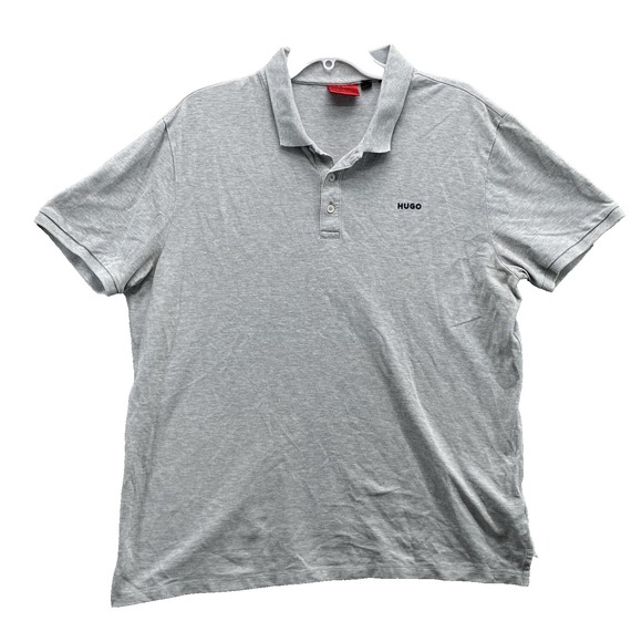 Hugo Boss Polo Shirt Men 2XL Gray Preppy Casual Golf 90's Office Minimal Classic